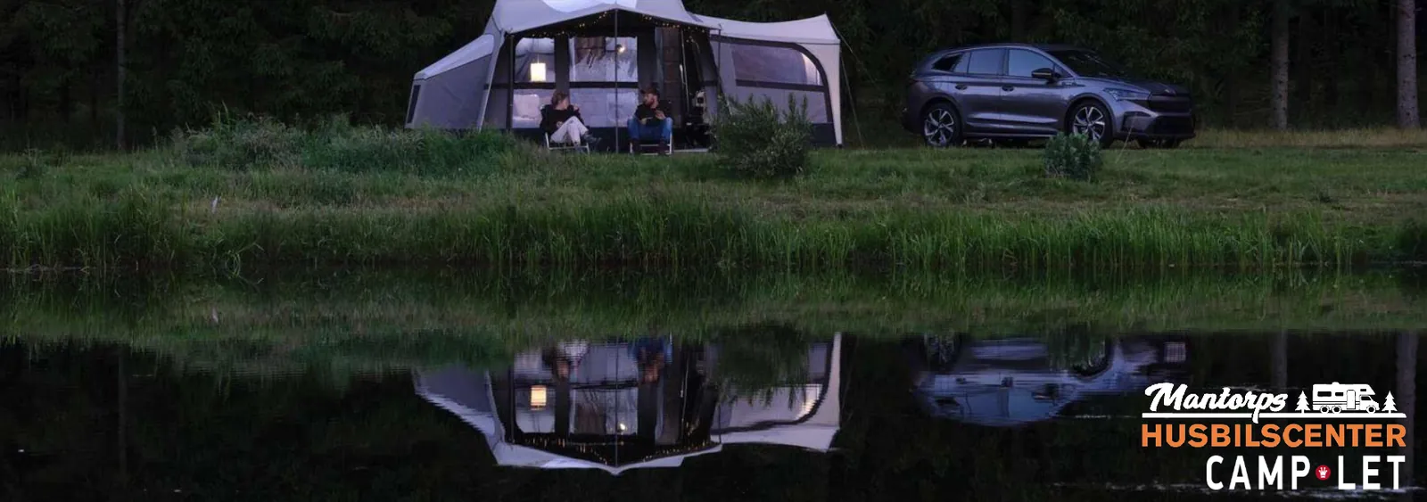 Camp-let tältvagn vid en sjö – Mantorps Husbilscenter Camp-let