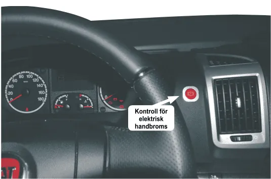 E-Brake-knapp i instrumentbrädan